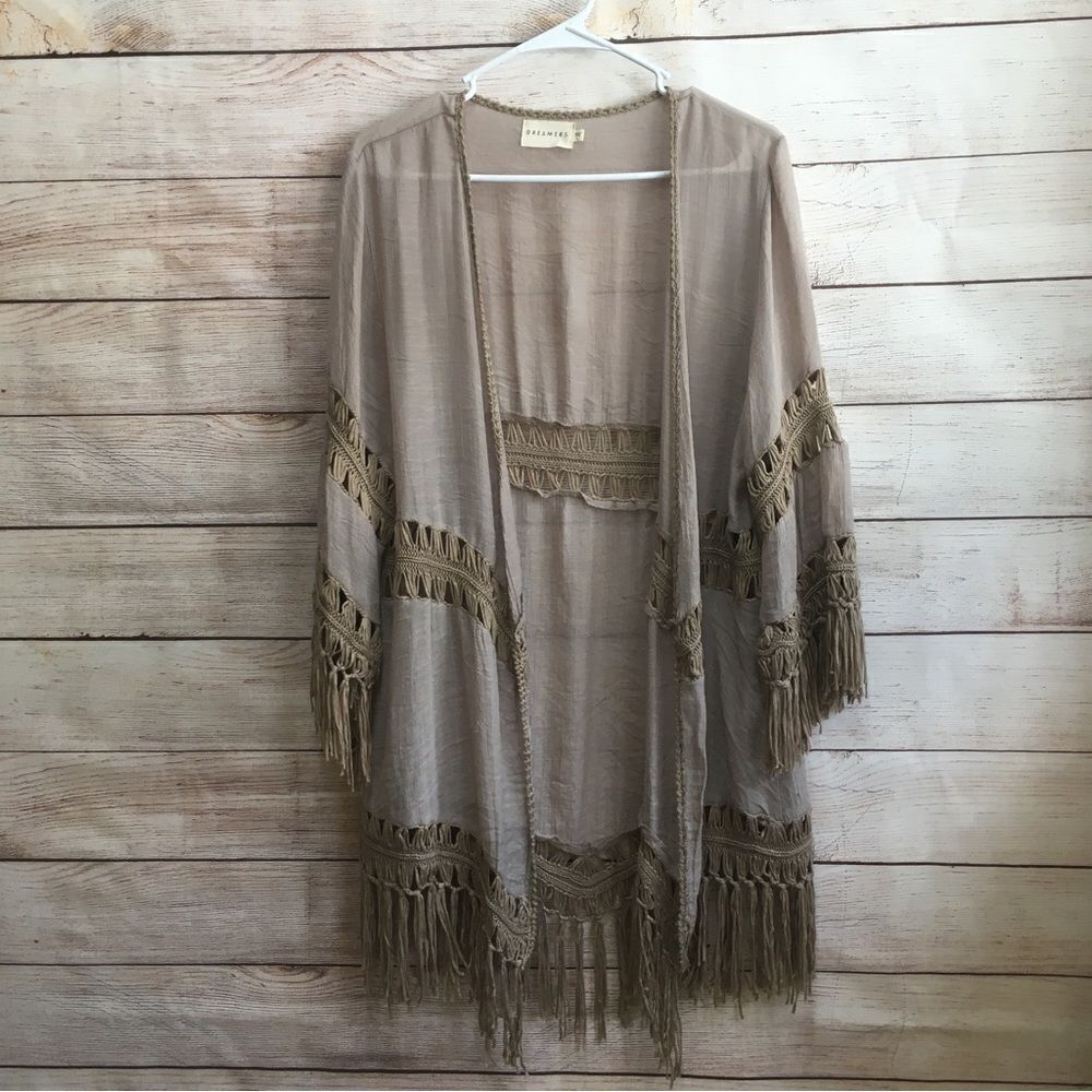 DREAMERS BOHO COTTON CROCHETED FRINGE TOP‎